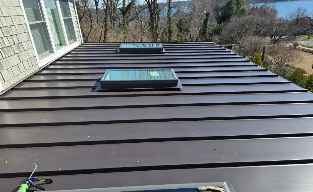 Standing-Seam Metal Roof with Skylights